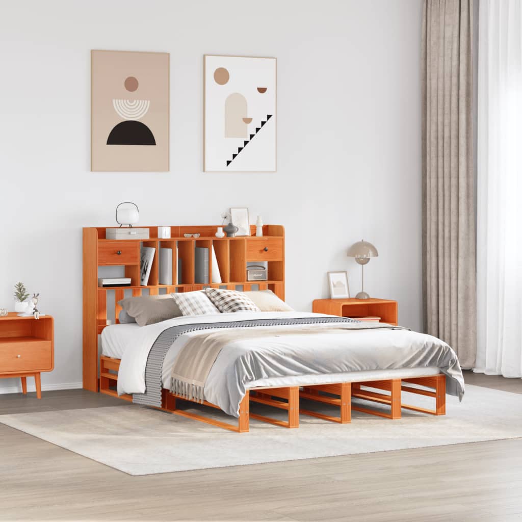 Bookcase Bed Without Mattress Single Solid Wood Pine