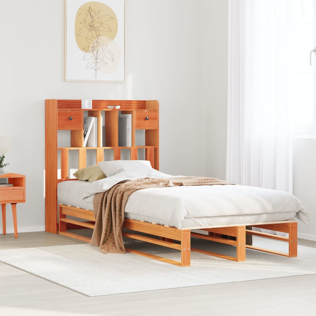 Bookcase Bed Without Mattress Single Solid Wood Pine