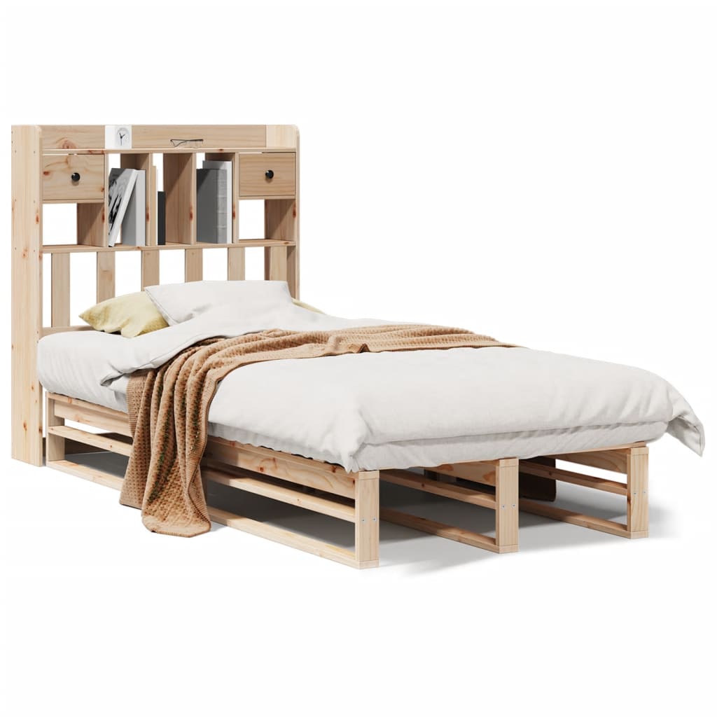 Bookcase Bed Without Mattress Single Solid Wood Pine