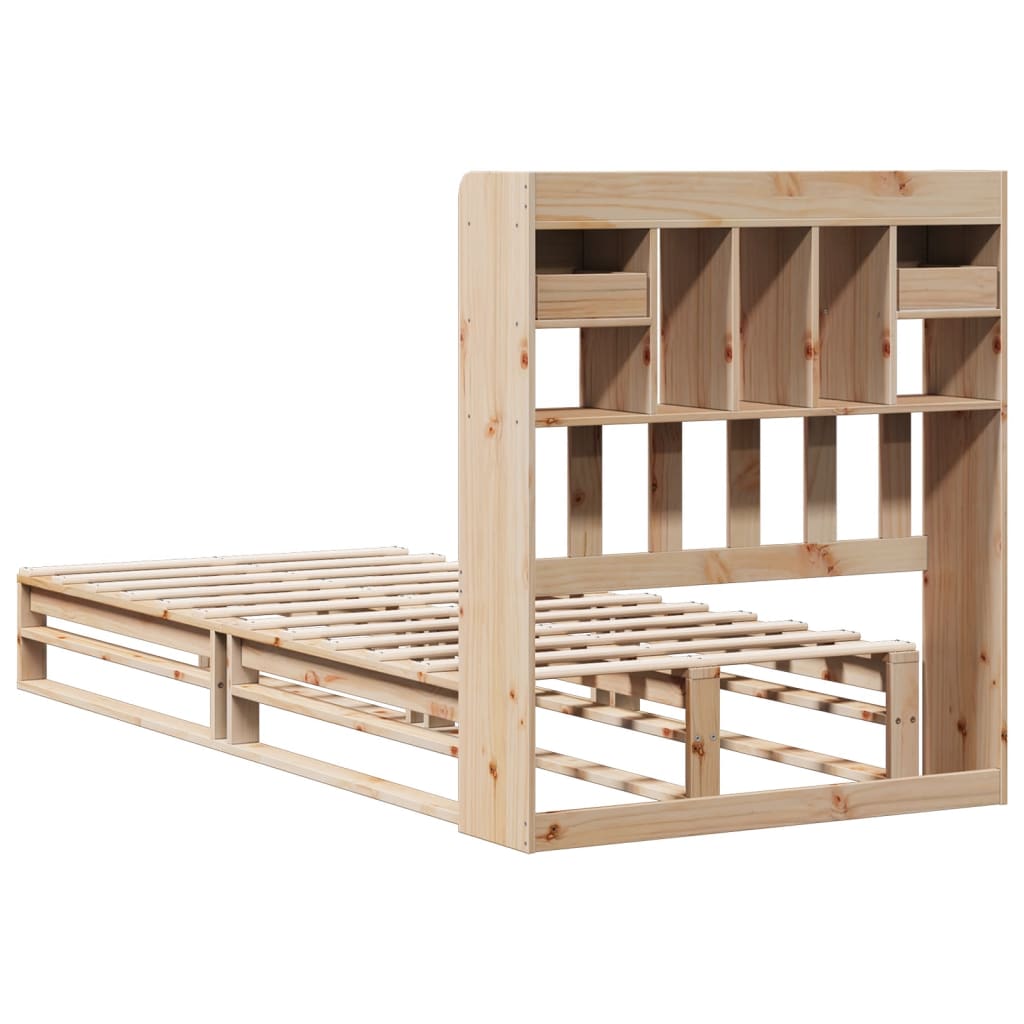 Bookcase Bed Without Mattress Single Solid Wood Pine