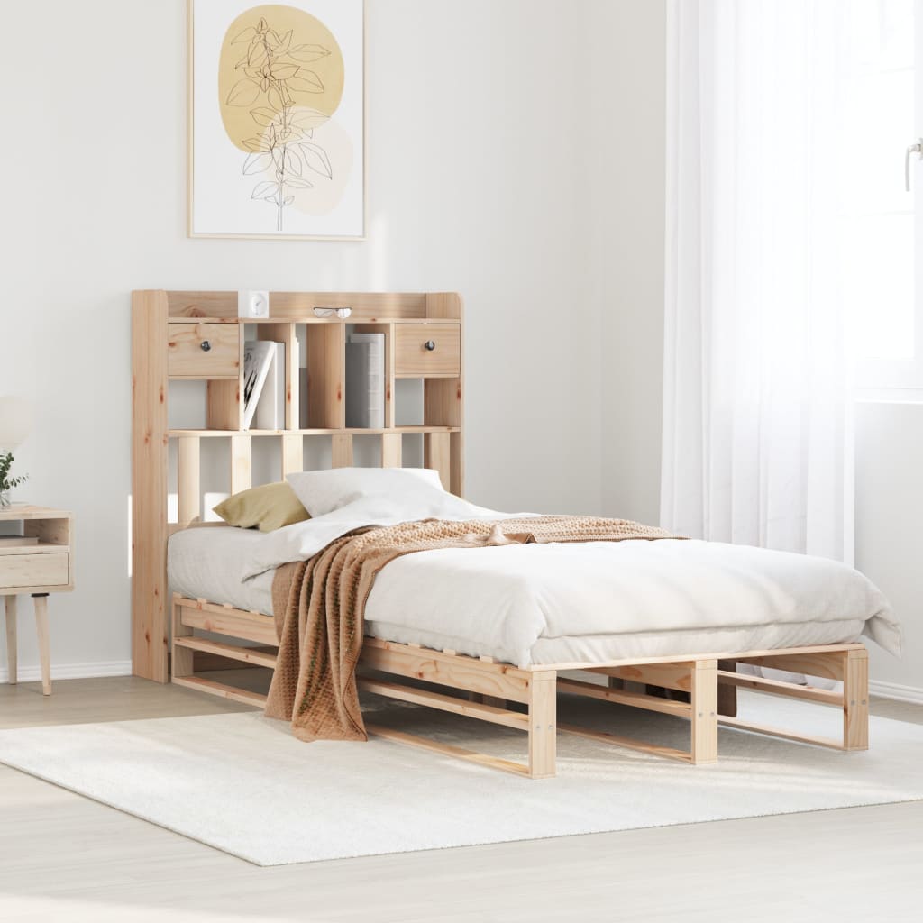 Bookcase Bed Without Mattress Single Solid Wood Pine
