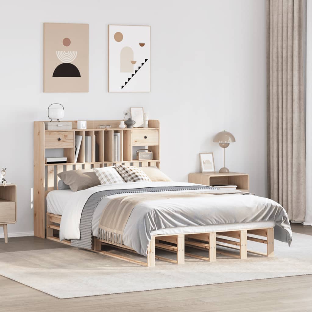 Bookcase Bed Without Mattress Single Solid Wood Pine