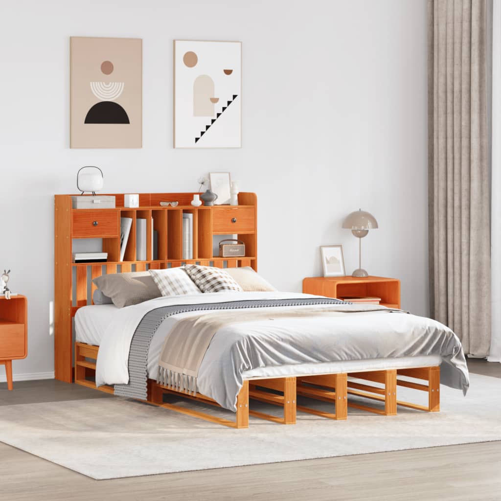 Bookcase Bed Without Mattress Single Solid Wood Pine