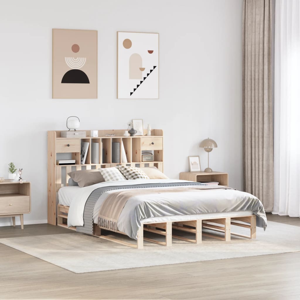 Bookcase Bed Without Mattress Single Solid Wood Pine