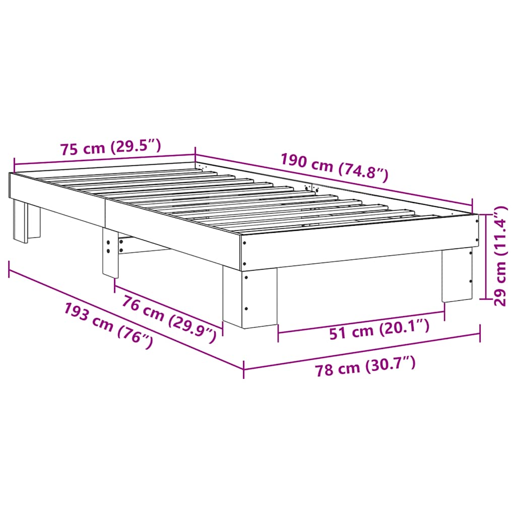 Bed Frame Without Mattress Small Single Solid Wood Oak