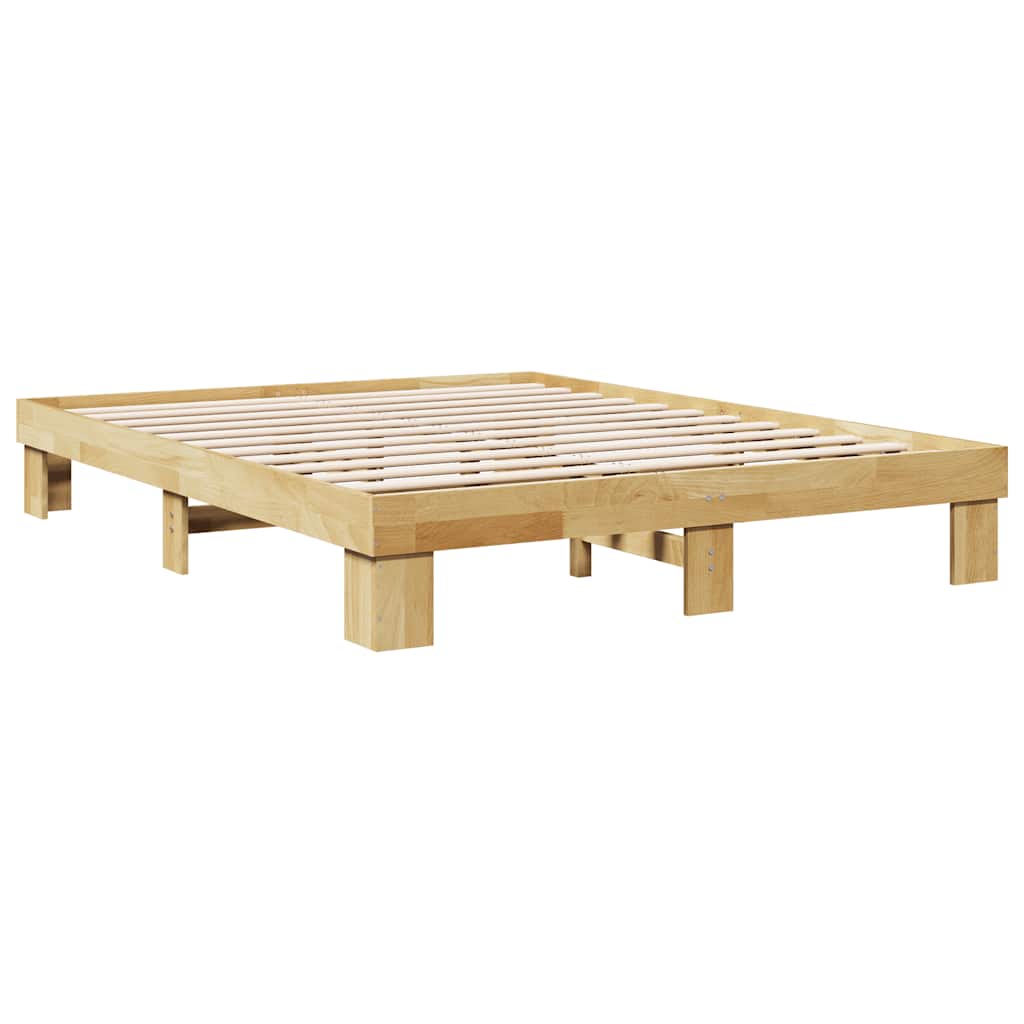 Bed Frame Without Mattress 140X190 Cm Solid Wood Oak