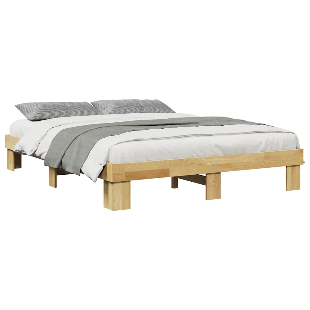 Bed Frame Without Mattress 140X190 Cm Solid Wood Oak