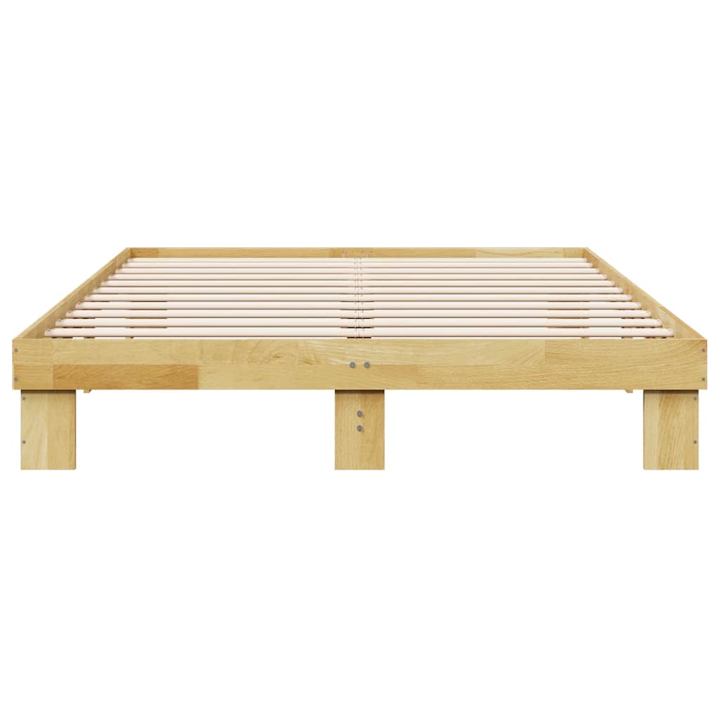 Bed Frame Without Mattress 140X190 Cm Solid Wood Oak