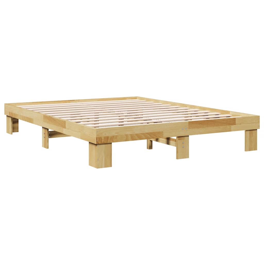 Bed Frame Without Mattress 140X190 Cm Solid Wood Oak