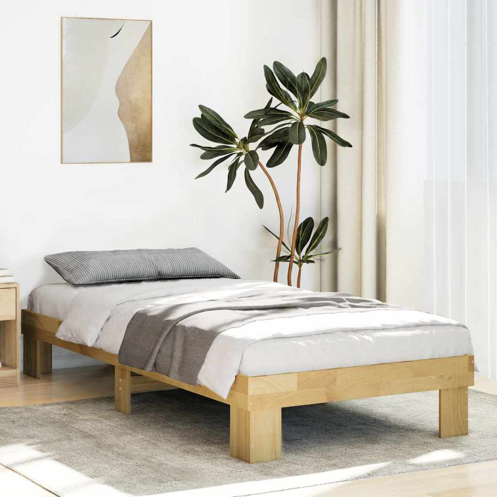 Bed Frame Without Mattress 80X200 Cm Solid Wood Oak