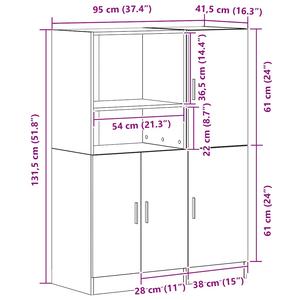 2 Piece Kitchen Cabinet Set Engineered Wood