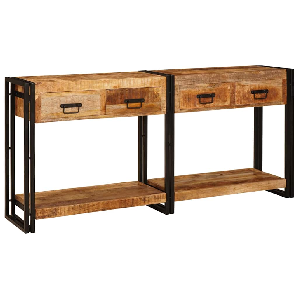 Console Tables 2 Pcs Brown 200 X 33 X 75 Cm Solid Mango Wood