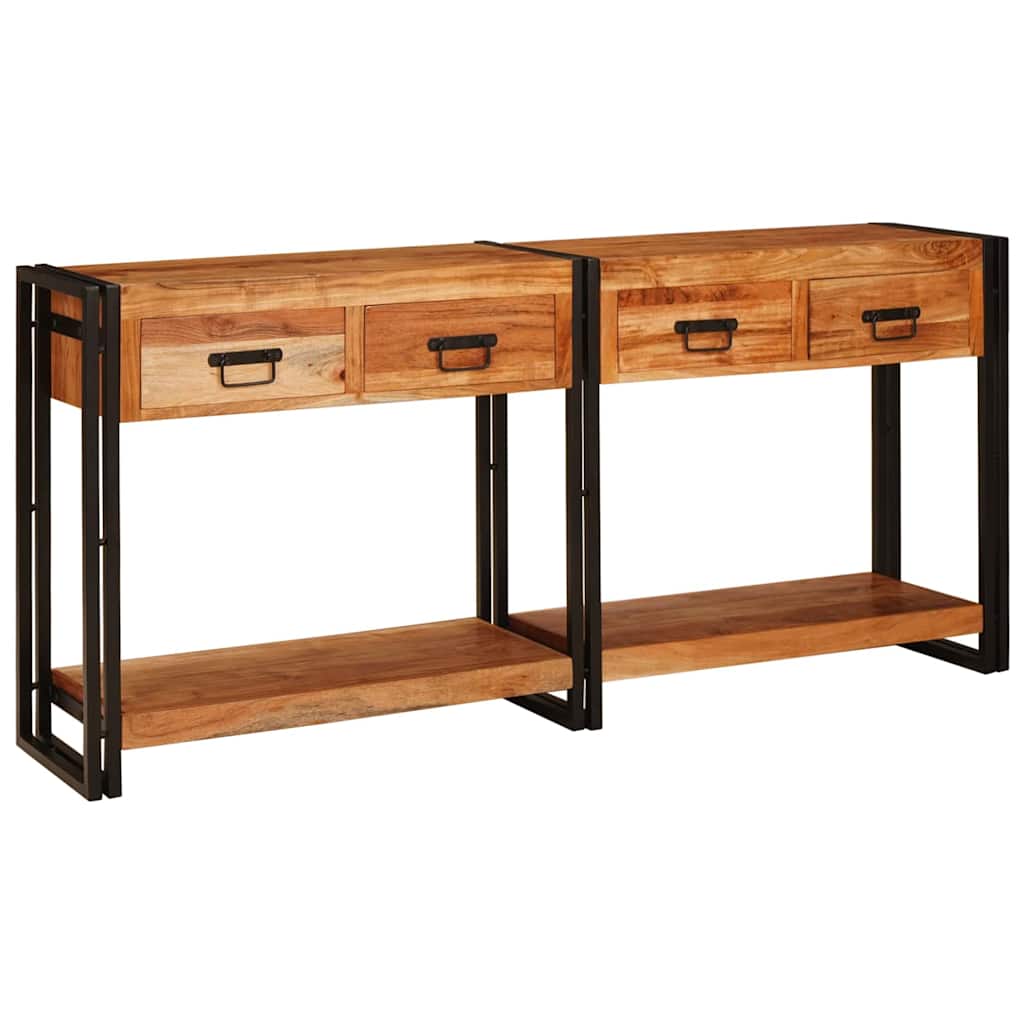 Console Tables 2 Pcs Brown 200 X 33 X 75 Cm Solid Mango Wood