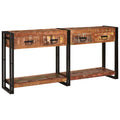 Console Tables 2 Pcs Brown 200 X 33 X 75 Cm Solid Mango Wood