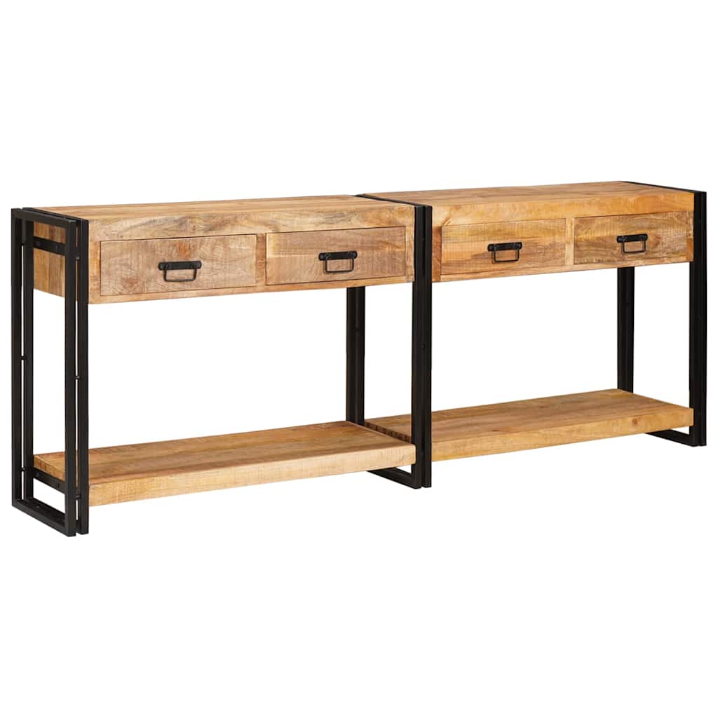 Console Tables 2 Pcs Brown 200 X 33 X 75 Cm Solid Mango Wood