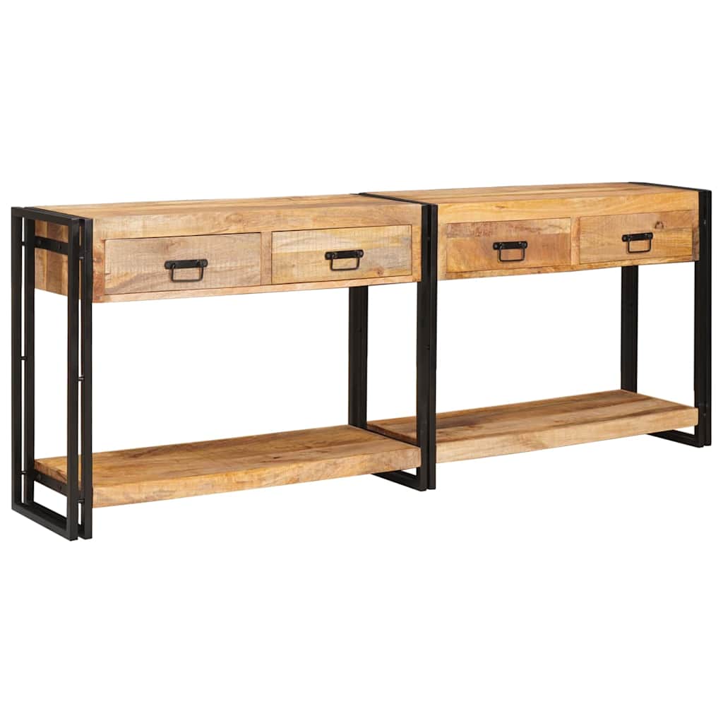 Console Tables 2 Pcs Brown 200 X 33 X 75 Cm Solid Mango Wood