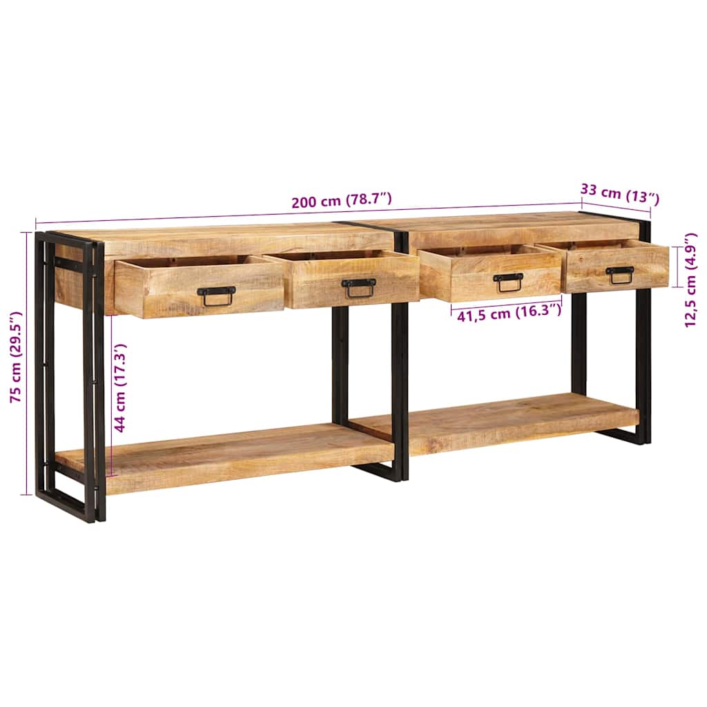 Console Tables 2 Pcs Brown 200 X 33 X 75 Cm Solid Mango Wood