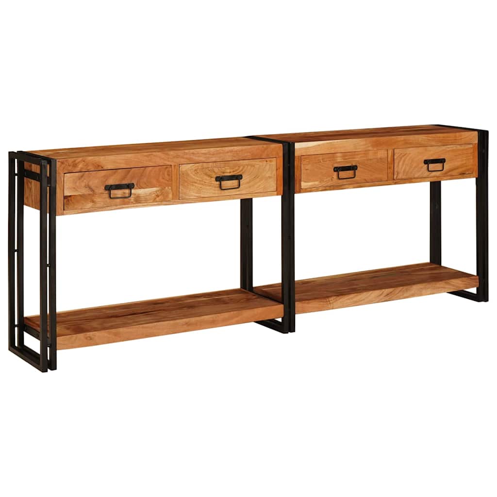 Console Tables 2 Pcs Brown 200 X 33 X 75 Cm Solid Mango Wood