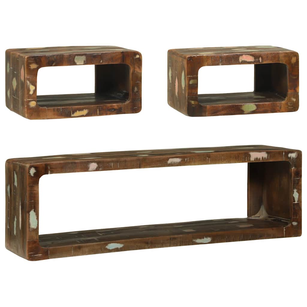 Media Storage Cabinet Tv Set Shelf 3 Pcs Multicolour Solid Reclaim Wood Solid re