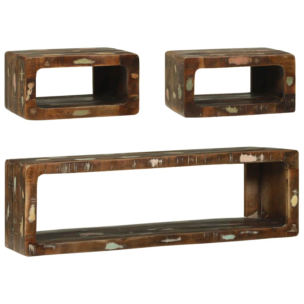 Media Storage Cabinet Tv Set Shelf 3 Pcs Multicolour Solid Reclaim Wood Solid re