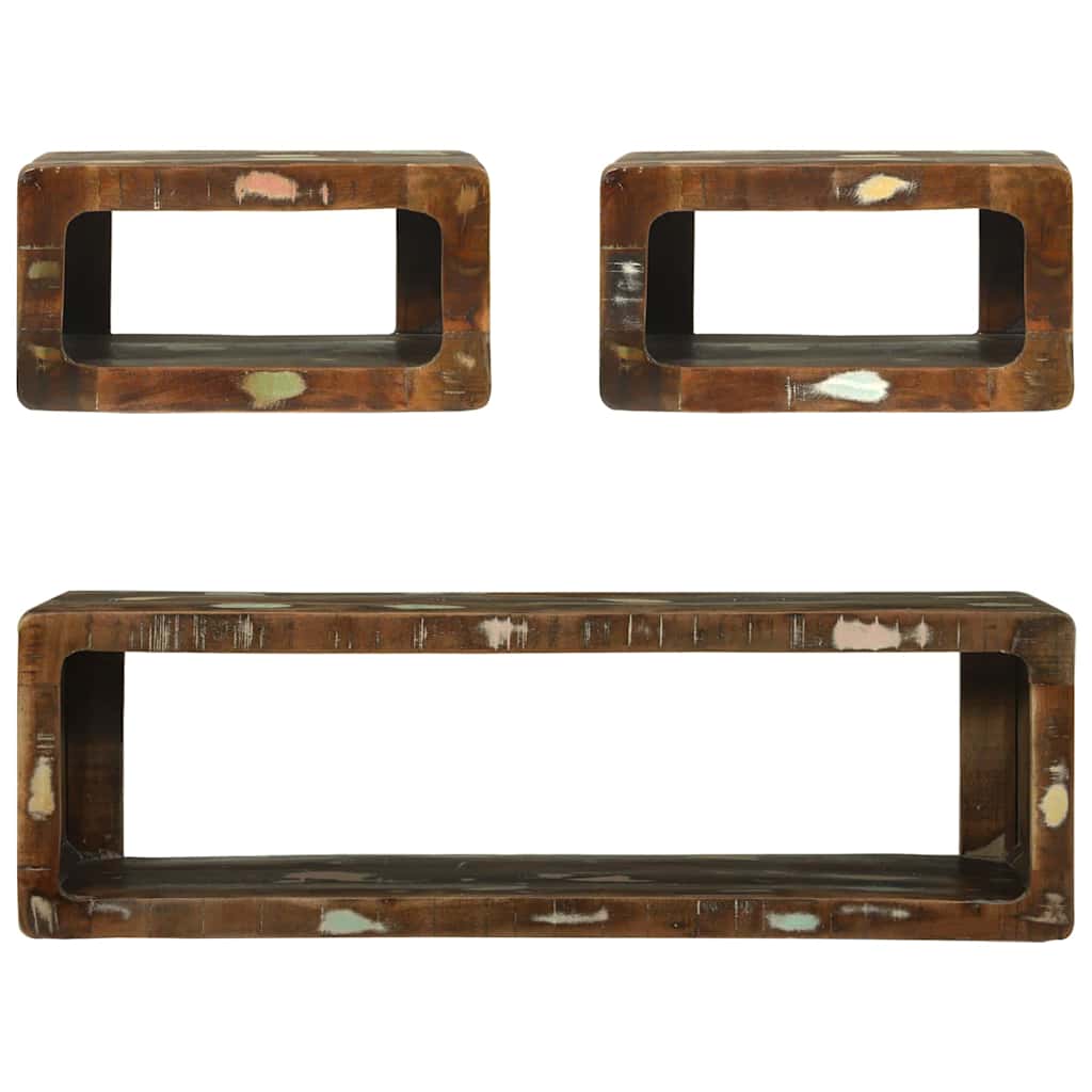 Media Storage Cabinet Tv Set Shelf 3 Pcs Multicolour Solid Reclaim Wood Solid re