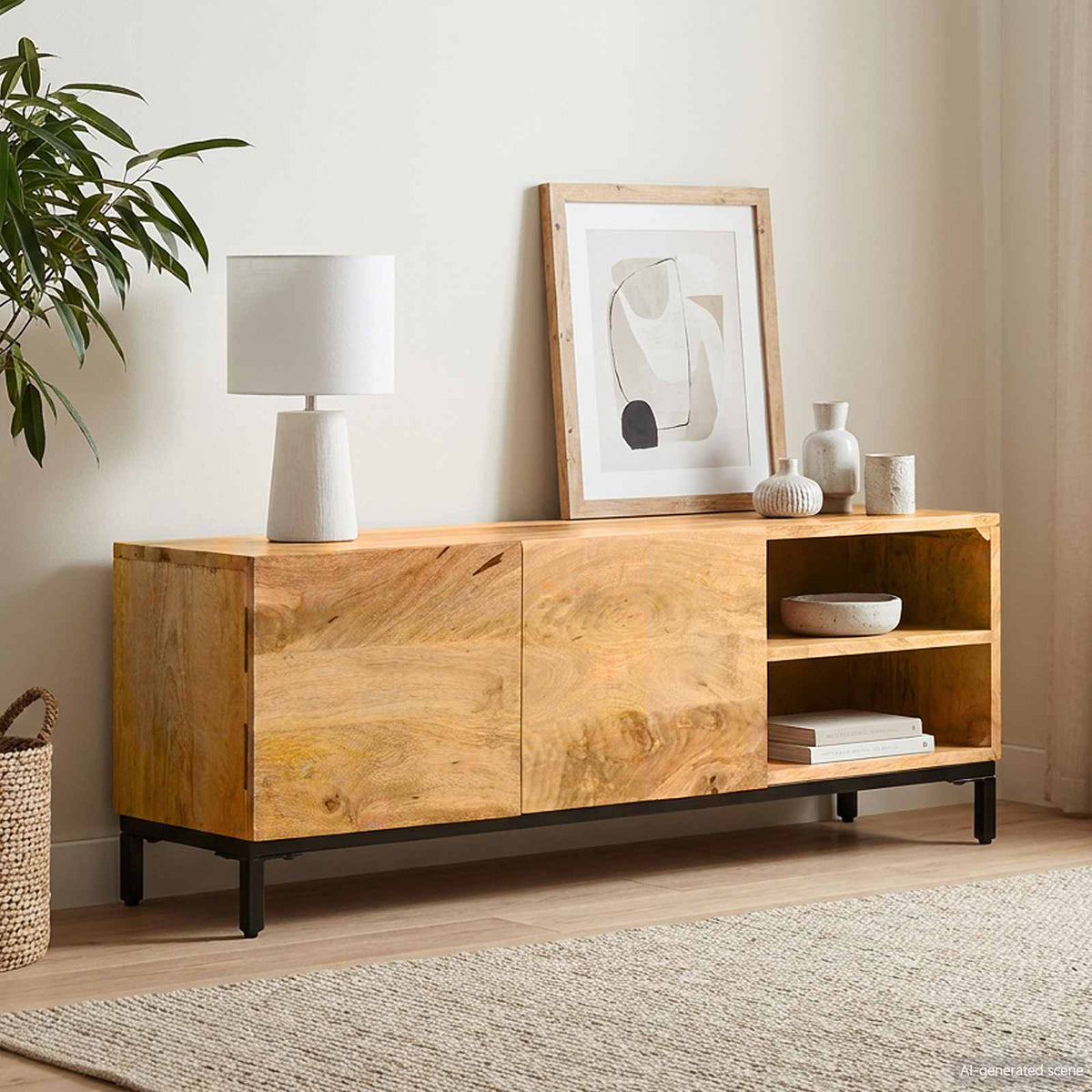 Media Storage Cabinet Cabinets Brown Solid Mango Wood 110 x 30 x 40 cm 110 cm