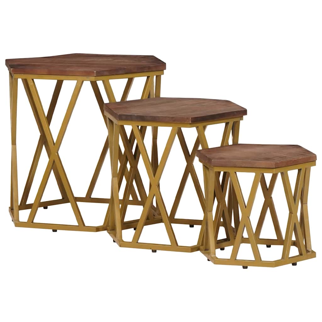 Coffee Table Tables Brown 55 X 50 Cm Solid Mango Wood 55 X 55 X 50 Cm Stackable