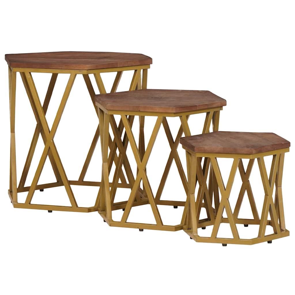 Coffee Table Tables Brown 55 X 50 Cm Solid Mango Wood 55 X 55 X 50 Cm Stackable