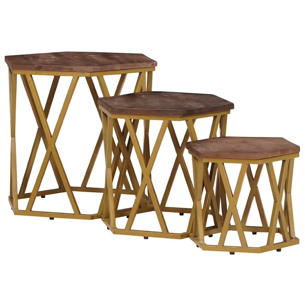 Coffee Table Tables Brown 55 X 50 Cm Solid Mango Wood 55 X 55 X 50 Cm Stackable