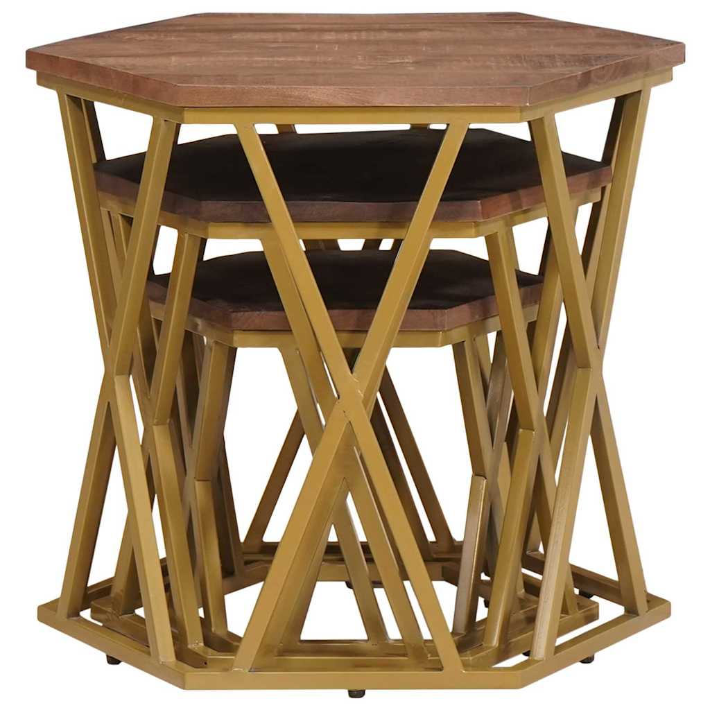 Coffee Table Tables Brown 55 X 50 Cm Solid Mango Wood 55 X 55 X 50 Cm Stackable