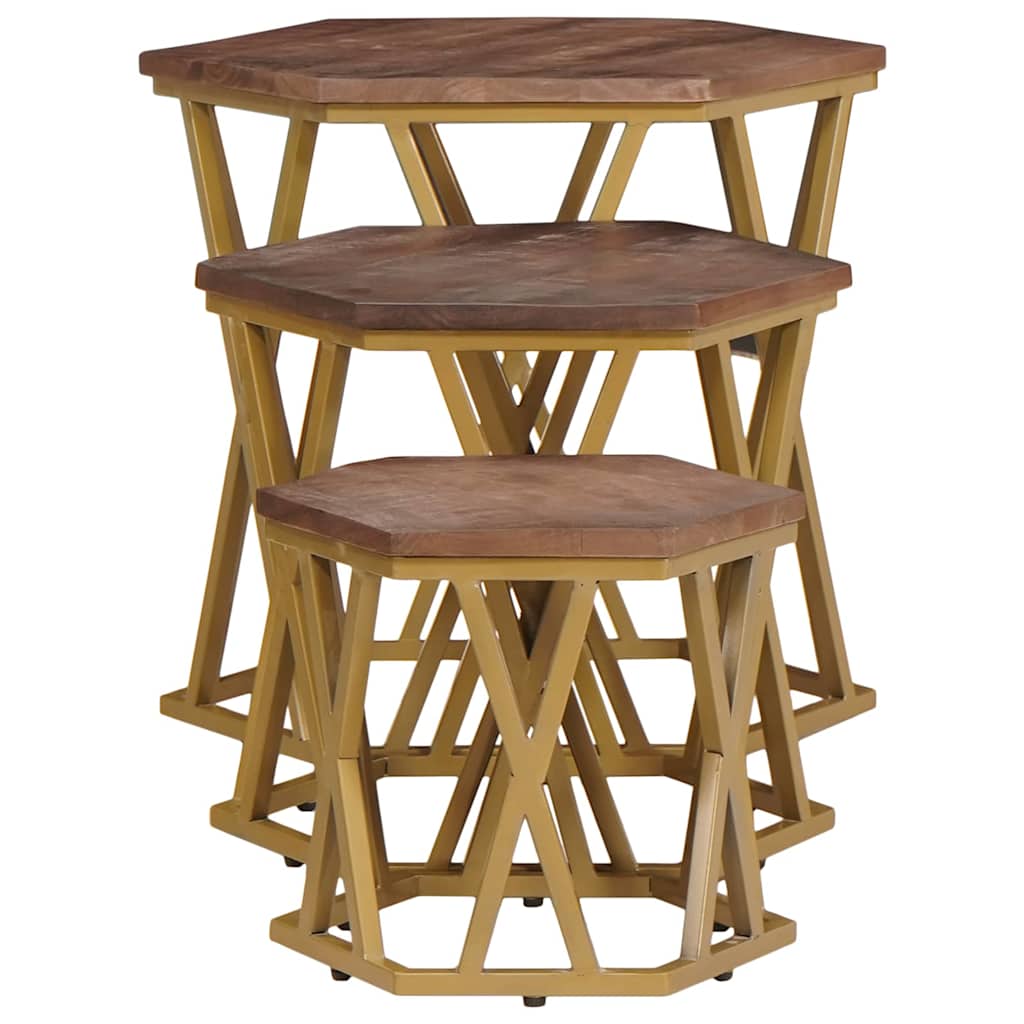 Coffee Table Tables Brown 55 X 50 Cm Solid Mango Wood 55 X 55 X 50 Cm Stackable