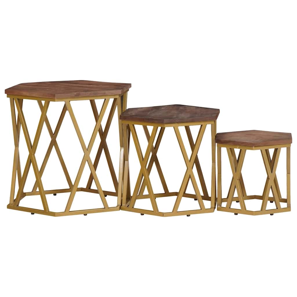 Coffee Table Tables Brown 55 X 50 Cm Solid Mango Wood 55 X 55 X 50 Cm Stackable