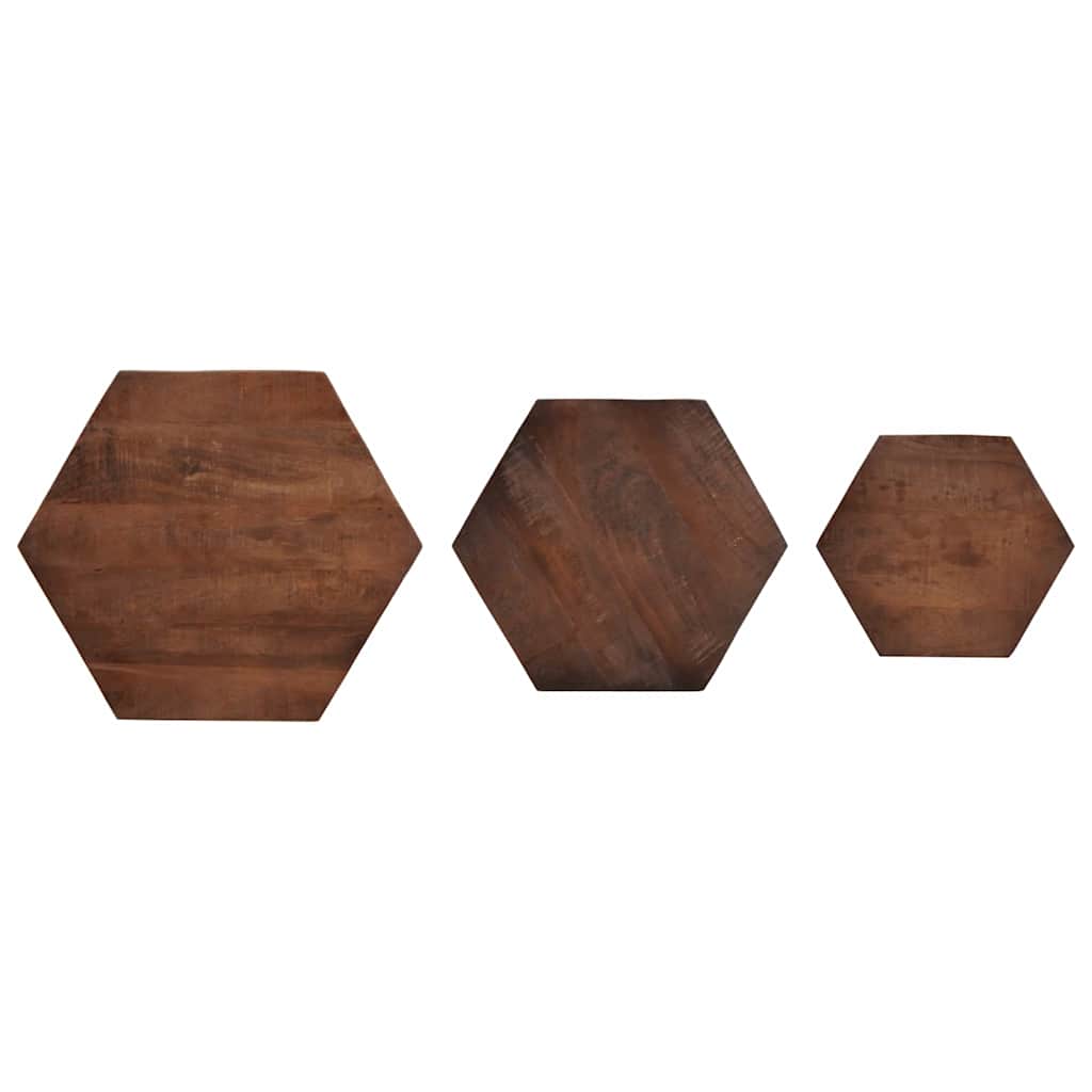 Coffee Table Tables Brown 55 X 50 Cm Solid Mango Wood 55 X 55 X 50 Cm Stackable