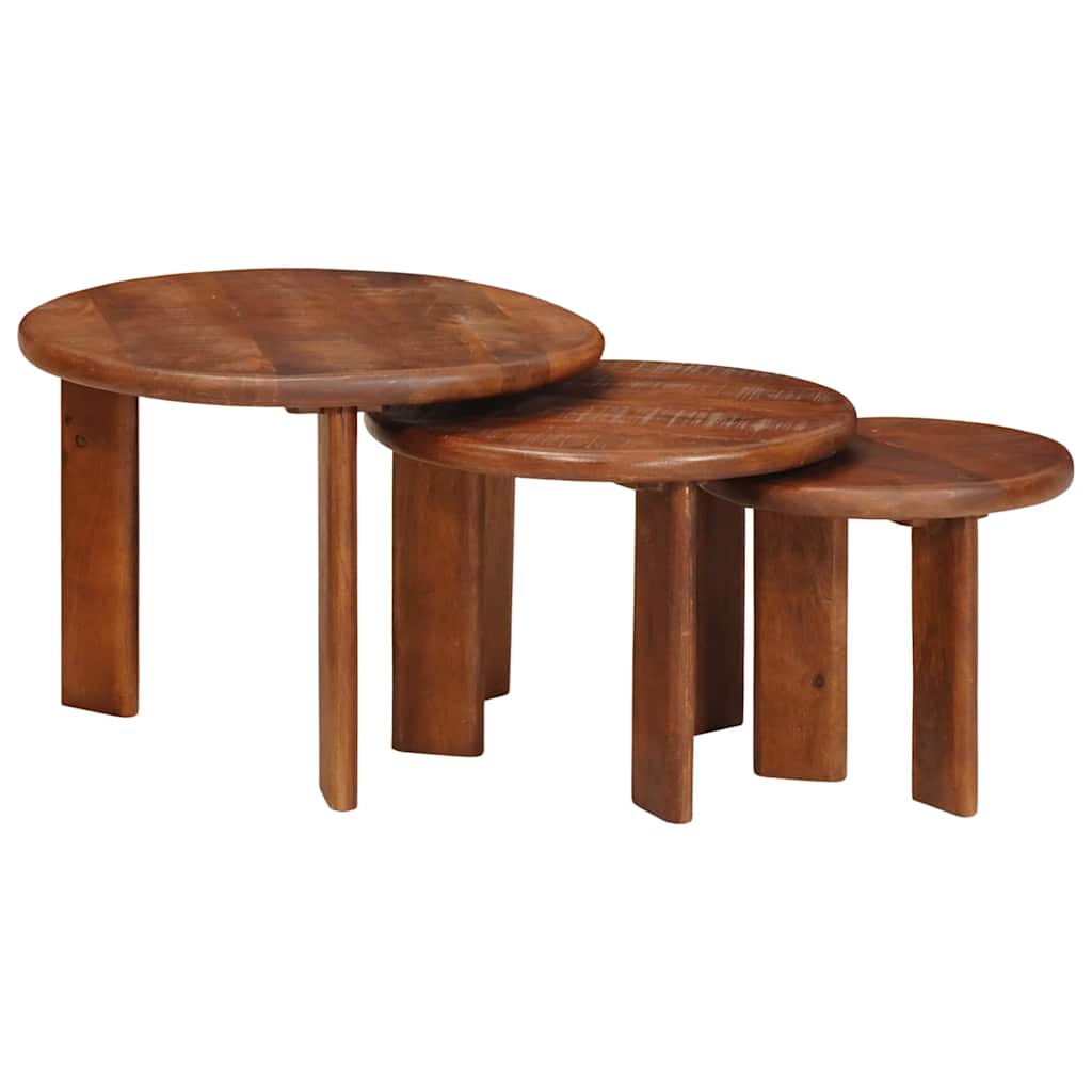 Nesting Coffee Tables 3 Pcs Honey Brown Solid Mango Wood