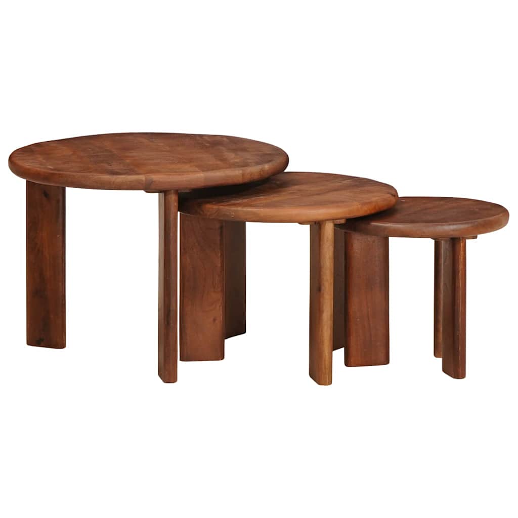 Nesting Coffee Tables 3 Pcs Honey Brown Solid Mango Wood