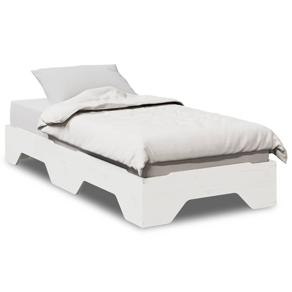 Bed Frame | | Solid Pine Wood, Plywood Slats | Single | Stackable