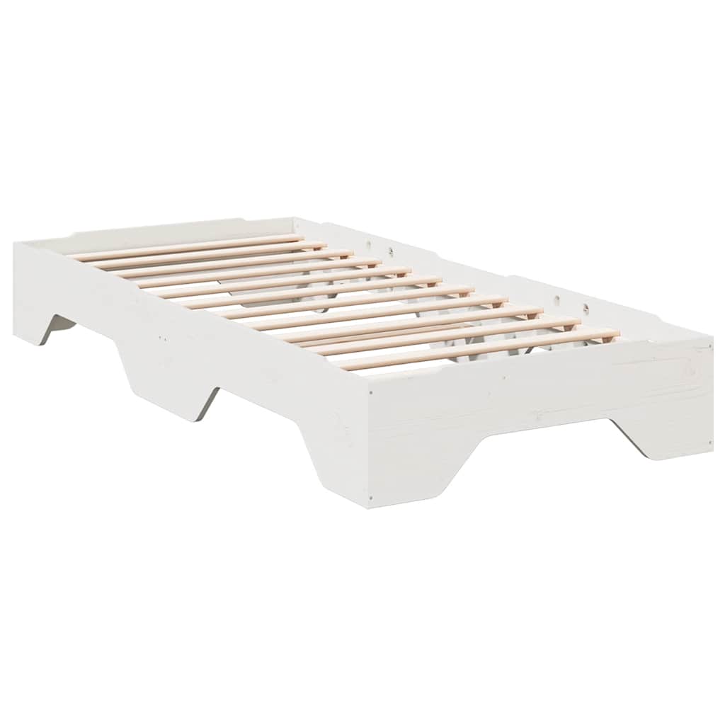 Bed Frame | | Solid Pine Wood, Plywood Slats | Single | Stackable