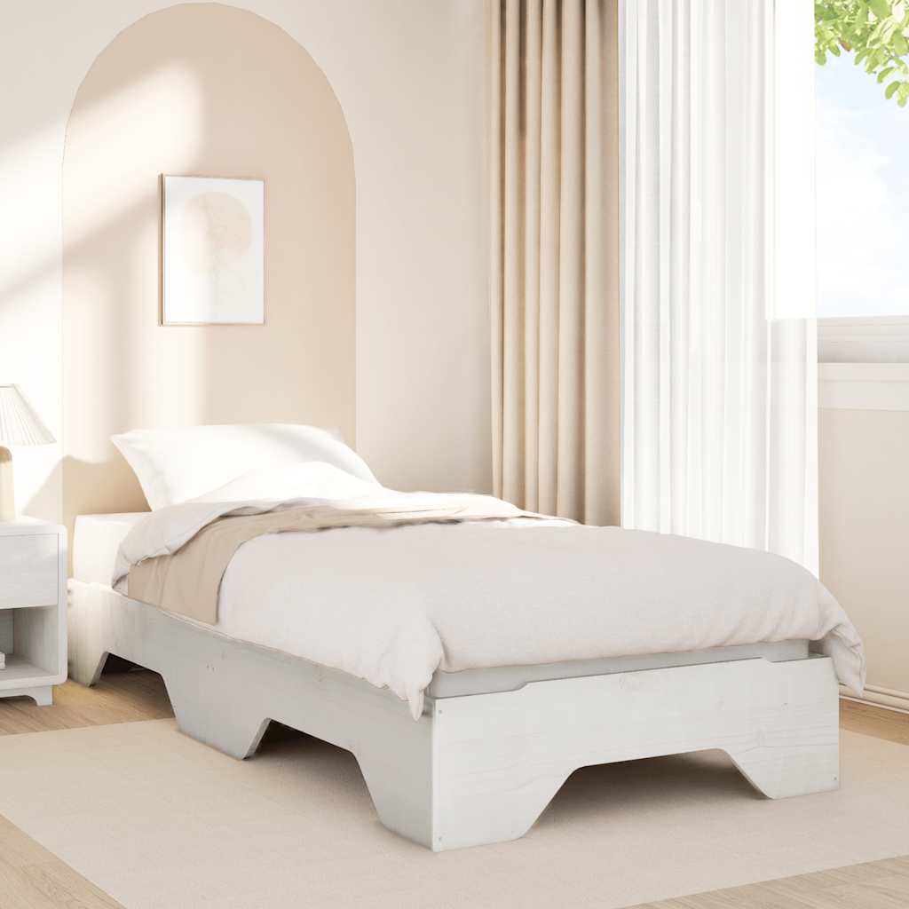 Bed Frame | | Solid Pine Wood, Plywood Slats | Single | Stackable