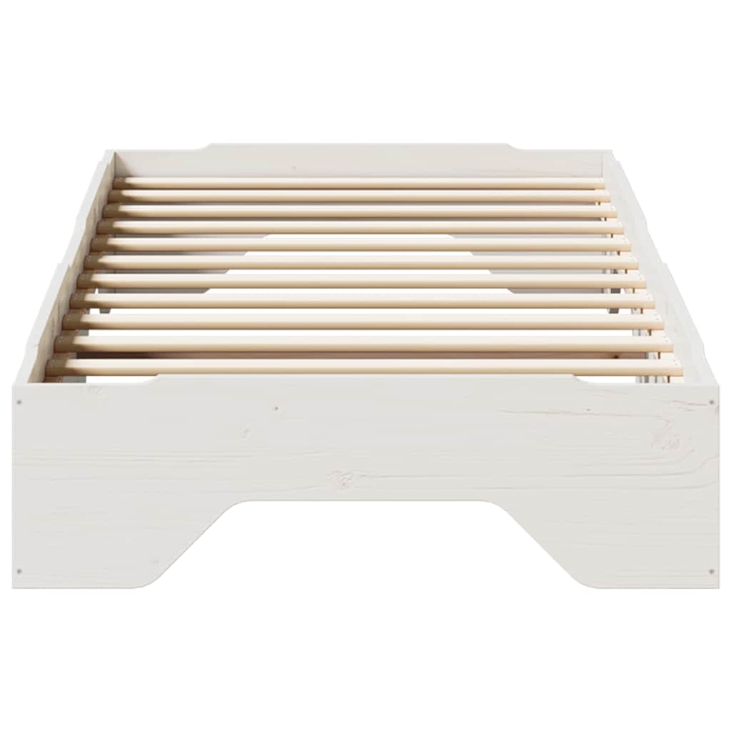 Bed Frame | | Solid Pine Wood, Plywood Slats | Single | Stackable