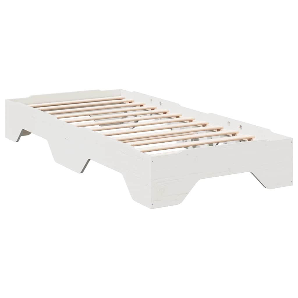 Bed Frame | | Solid Pine Wood, Plywood Slats | Single | Stackable