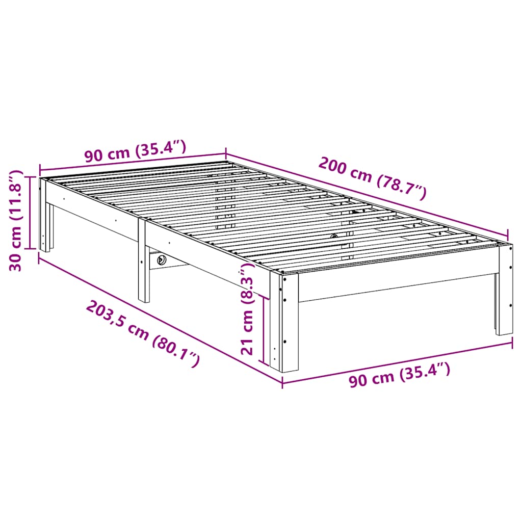 Bed Frame Without Mattress Solid Wood Pine