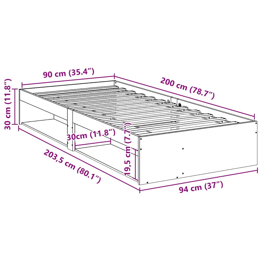 Day Bed Without Mattress Solid Wood Pine