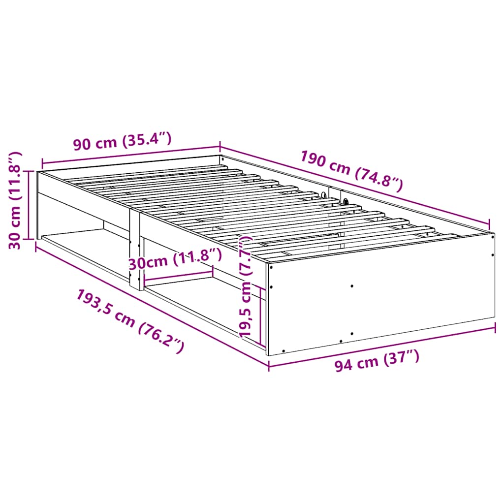 Day Bed Without Mattress Solid Wood Pine