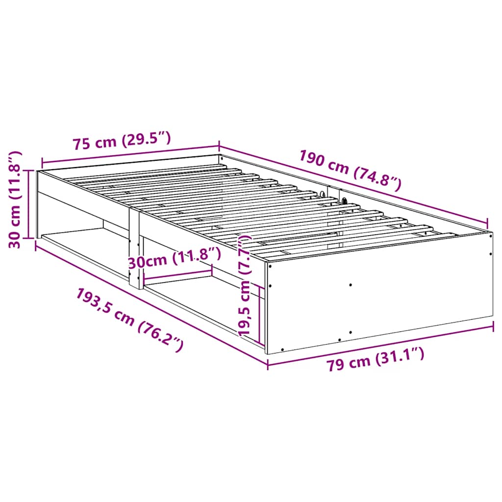 Day Bed Without Mattress Solid Wood Pine