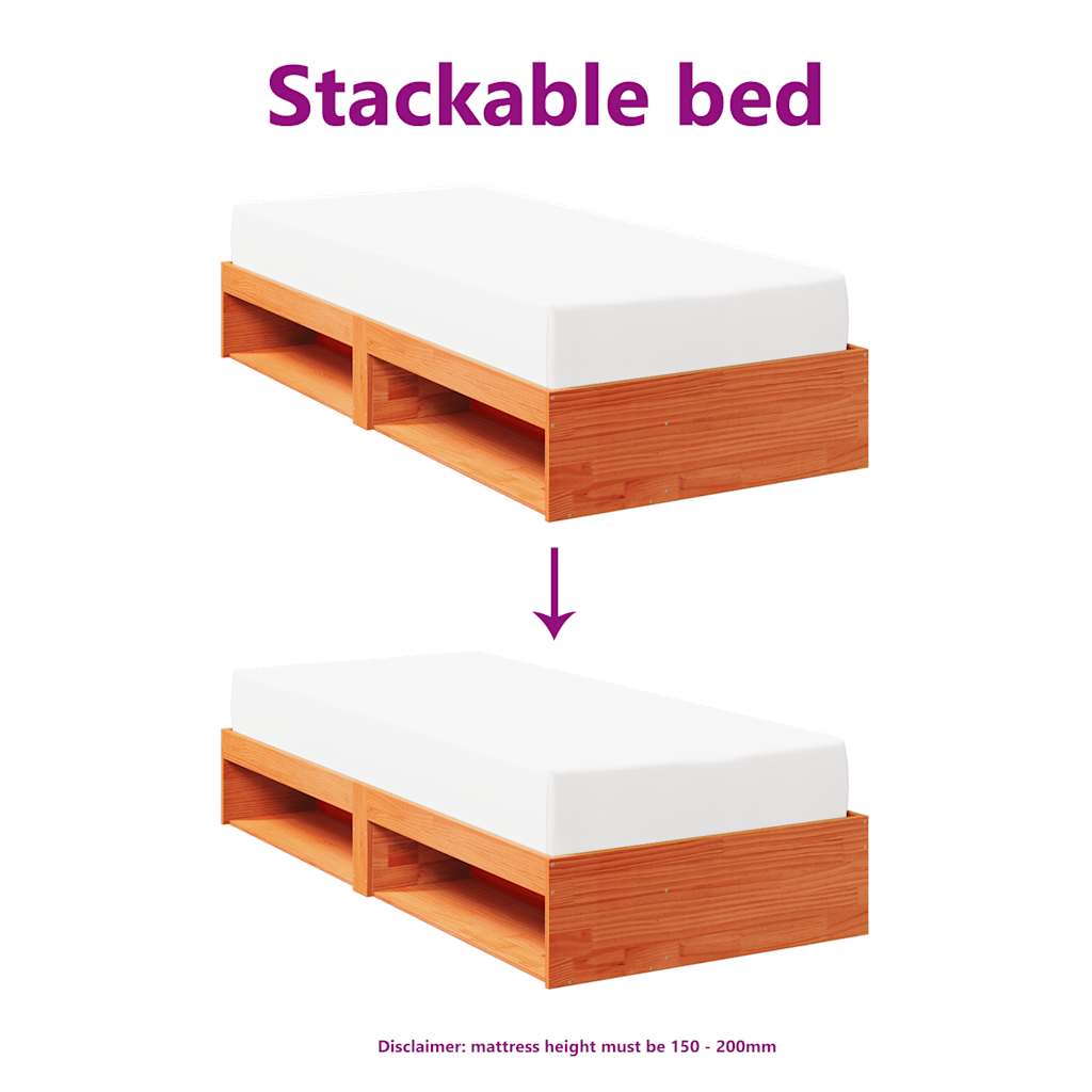 Bed Frame Day Without Mattress Solid Wood Pine Single Wooden Guest No