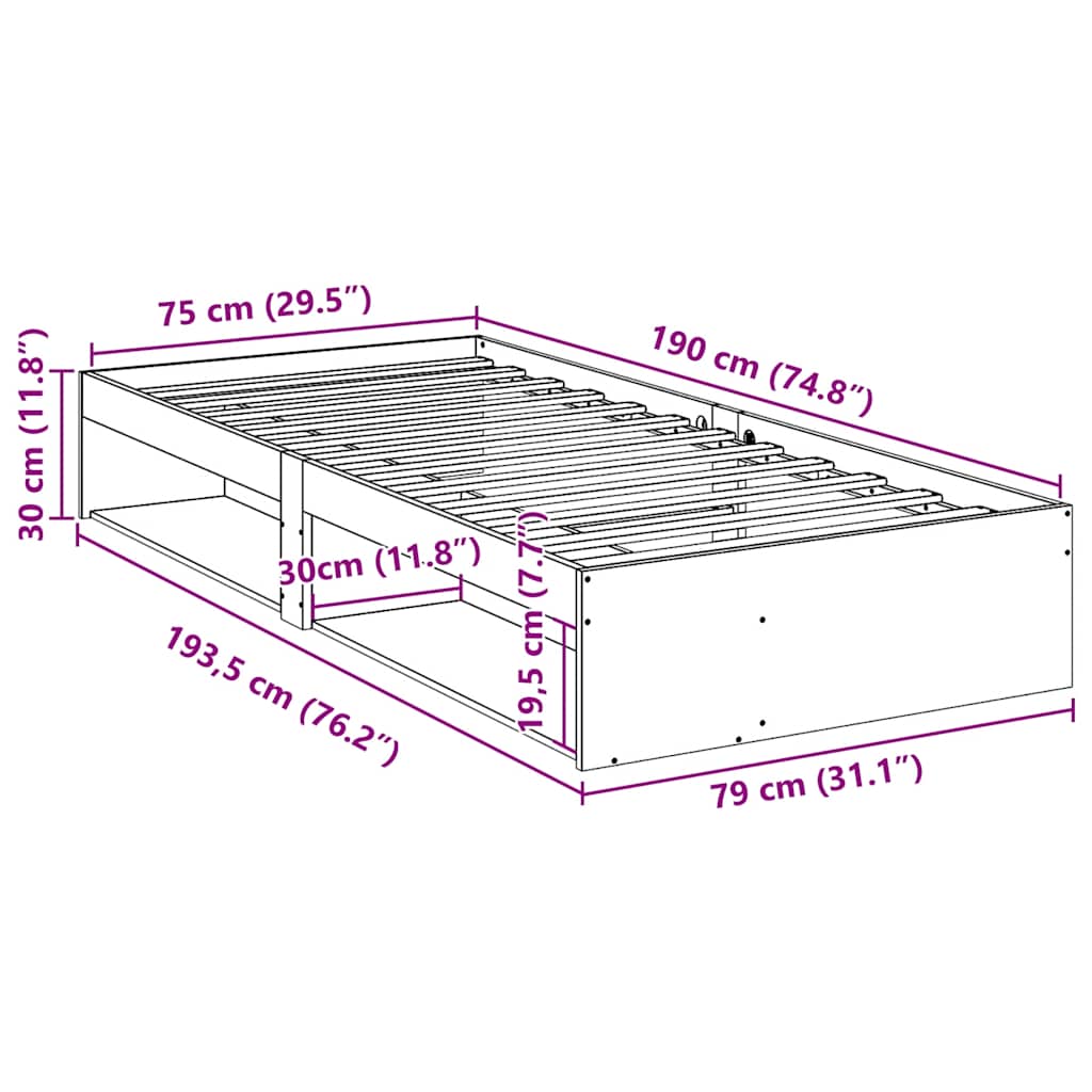 Bed Frame Day Without Mattress Solid Wood Pine Single Wooden Guest No
