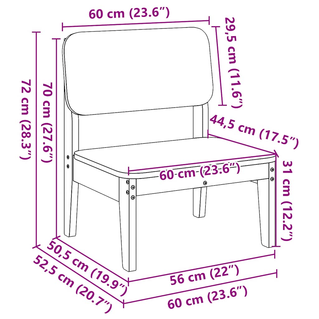 Garden Chair 60X52.5X72 Cm Impregnated Wood Pine