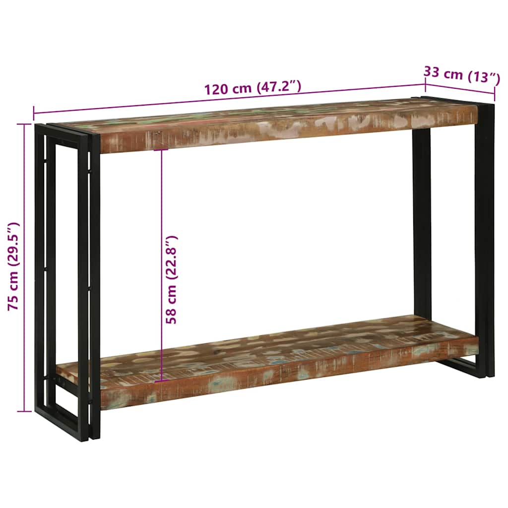 Console Table Multicolour 120 X 33 X 75 Cm Solid Reclaim Wood