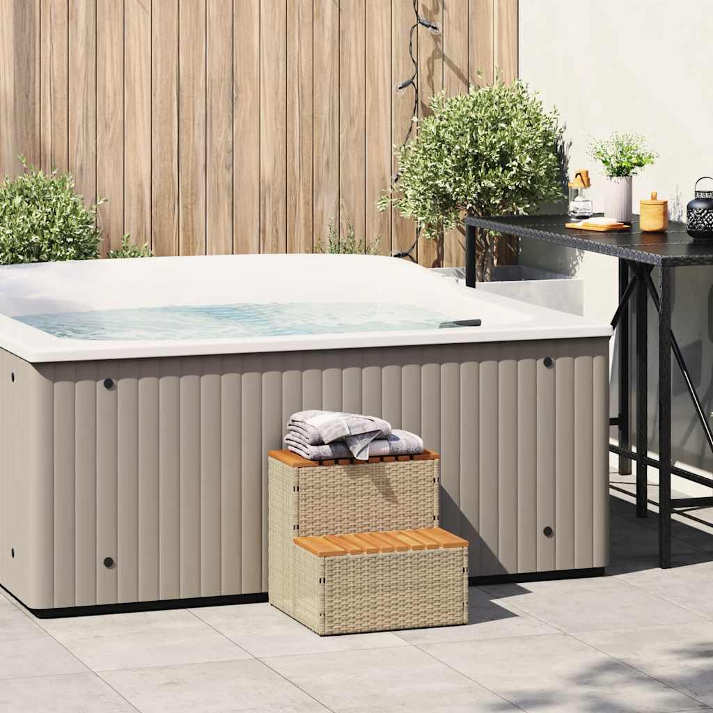 Hot Tub Step Poly Rattan And Solid Acacia