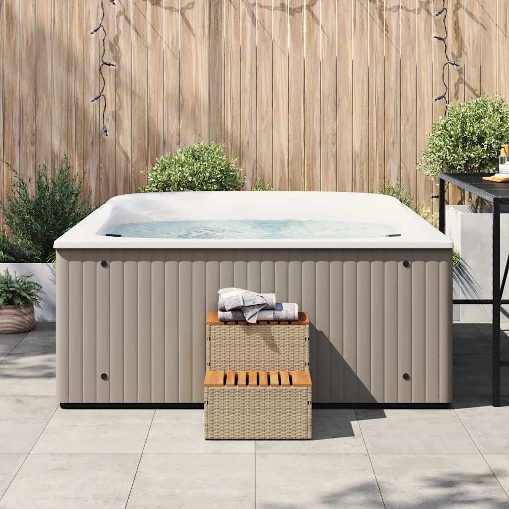 Hot Tub Step Poly Rattan And Solid Acacia